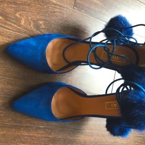 Yoki brand blue suede heels